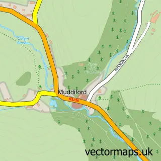 Street map sample of Muddiford, Devon