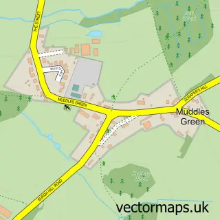 Street map sample of Muddles Green, East Sussex