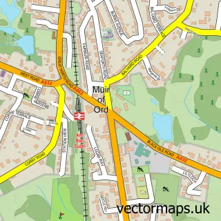 Street map sample of Muir of Ord, Ross and Cromarty