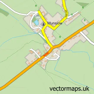 Street map sample of Munslow, Shropshire