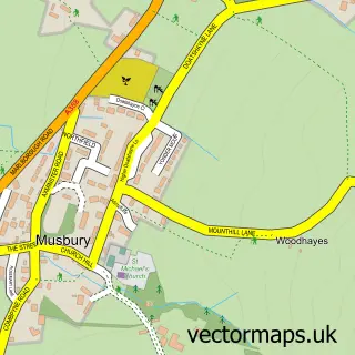 Street map sample of Musbury, Devon