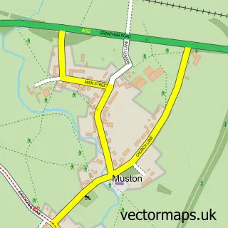 Street map sample of Muston, Leicestershire