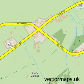 Street map sample of Mutford, Suffolk