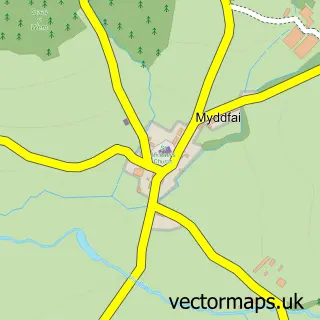 Street map sample of Myddfai, Dyfed