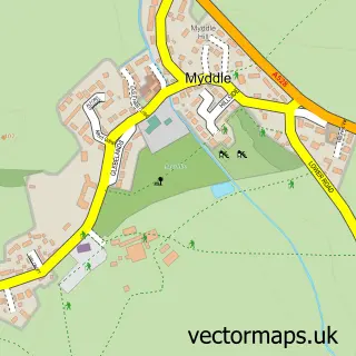 Street map sample of Myddle, Shropshire