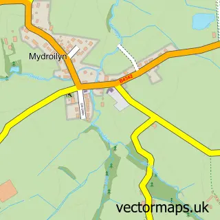 Street map sample of Mydroilyn, Dyfed
