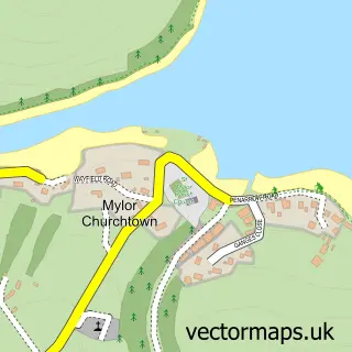 Street map sample of Mylor Churchtown, Cornwall