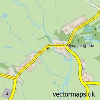 Street map sample of Mynachlogddu, Dyfed