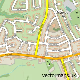 Street map sample of Mynydd Isa, Clwyd