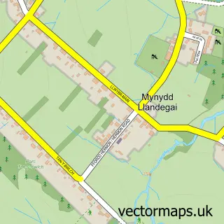 Street map sample of Mynydd Llandygái, Gwynedd