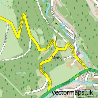Street map sample of Mytholm, West Yorkshire