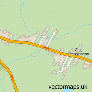 Street map sample of Na Còig Peighinnean, Western Isles