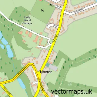 Street map sample of Nacton, Suffolk