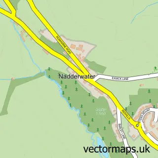 Street map sample of Nadderwater, Devon