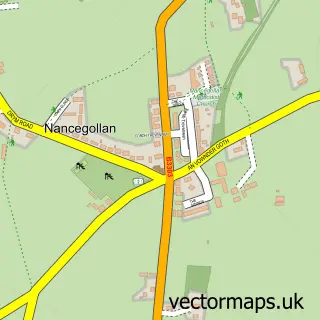 Street map sample of Nancegollan, Cornwall