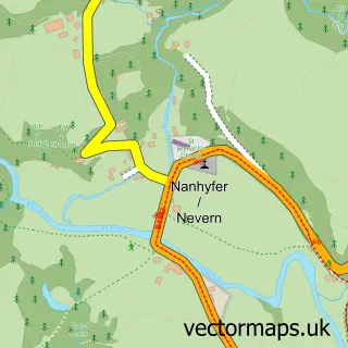 Street map sample of Nanhyfer / Nevern, Dyfed