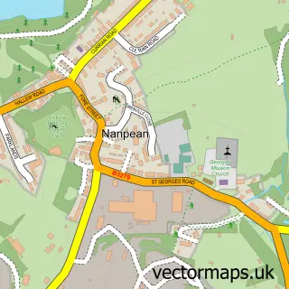 Street map sample of Nanpean, Cornwall