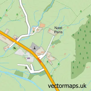Street map sample of Nant Peris, Gwynedd