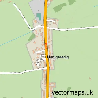 Street map sample of Nantgaredig, Dyfed