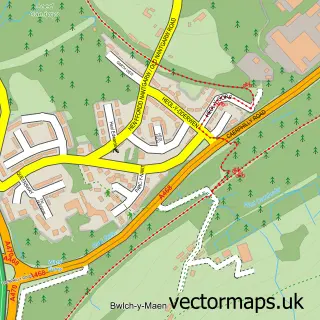 Street map sample of Nantgarw, Mid Glamorgan