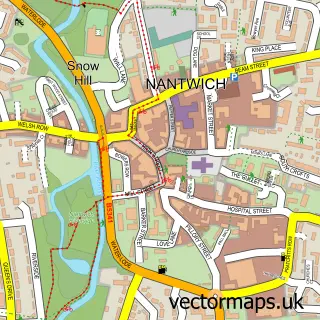 Street map sample of Nantwich, Cheshire