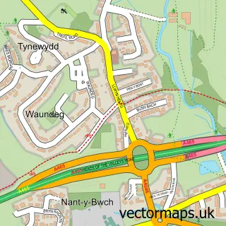 Street map sample of Nant-y-Bwch, Gwent