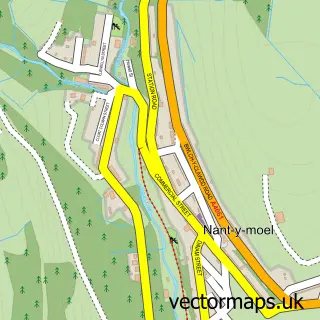 Street map sample of Nant-y-moel, Mid Glamorgan