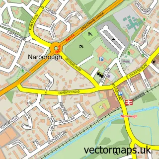 Street map sample of Narborough, Leicestershire