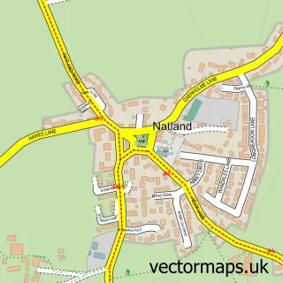 Street map sample of Natland, Cumbria