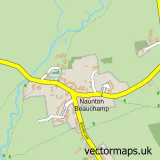 Street map sample of Naunton Beauchamp, Worcestershire