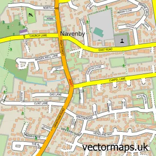 Street map sample of Navenby, Lincolnshire
