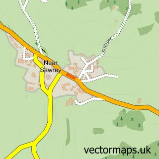 Street map sample of Near Sawrey, Cumbria
