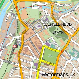Street map sample of Neath, West Glamorgan