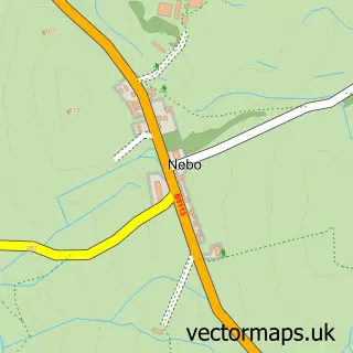 Street map sample of Nebo, Clwyd