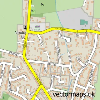 Street map sample of Necton, Norfolk