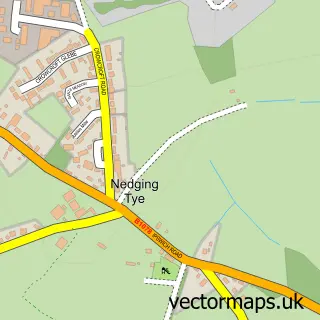 Street map sample of Nedging Tye, Suffolk
