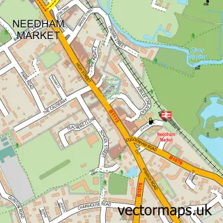 Street map sample of Needham Market, Suffolk