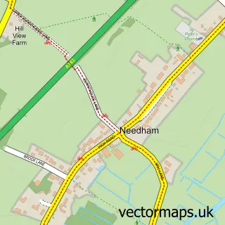 Street map sample of Needham, Norfolk