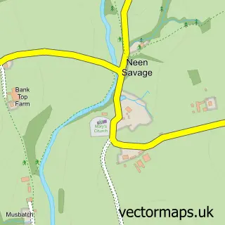 Street map sample of Neen Savage, Shropshire