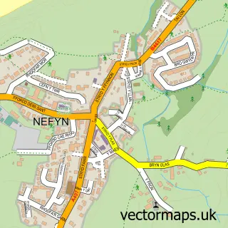 Street map sample of Nefyn, Gwynedd