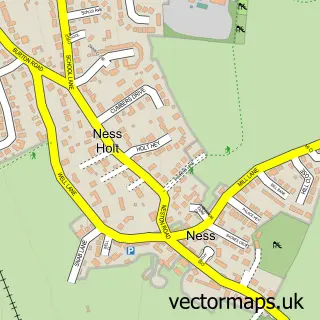 Street map sample of Ness, Cheshire