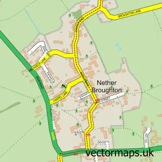 Street map sample of Nether Broughton, Leicestershire