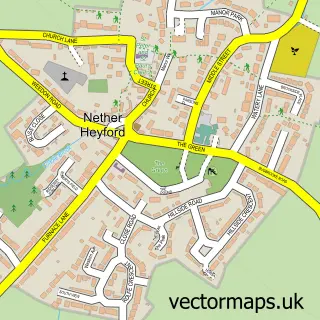 Street map sample of Nether Heyford, Northamptonshire