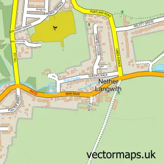 Street map sample of Nether Langwith, Nottinghamshire