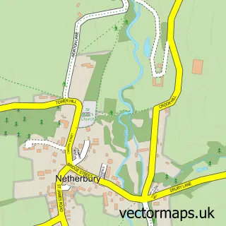 Street map sample of Netherbury, Dorset