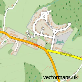 Street map sample of Netherfield, East Sussex