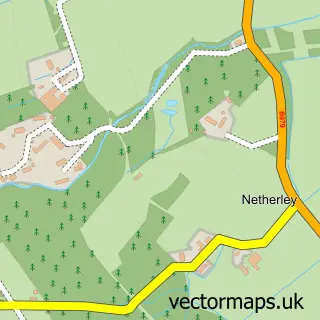 Street map sample of Netherley, Kincardineshire