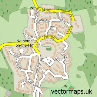 Street map sample of Netherne-on-the-Hill, Surrey