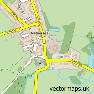 Street map sample of Netherseal, Derbyshire