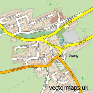 Street map sample of Netherthong, West Yorkshire